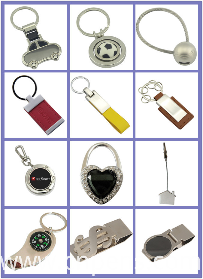 Rectangle Logo Silver Blue Metal Promotion Keychain with Plastic (F1002C)